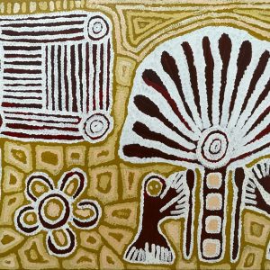 Samantha Daniels Napaltjarri,”My Grandmothers Dreaming – The Windmill and The Explorer. Australian Aboriginal Art.