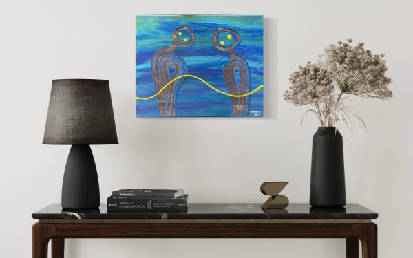 Vibrant Aboriginal artwork by Fiona Omeenyo, a celebrated Lockhart River artist, available at our Cairns art gallery.