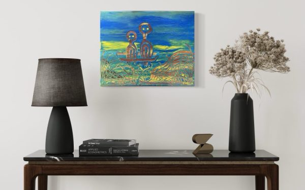 Vibrant Aboriginal artwork by Fiona Omeenyo, a celebrated Lockhart River artist, available at our Cairns art gallery.